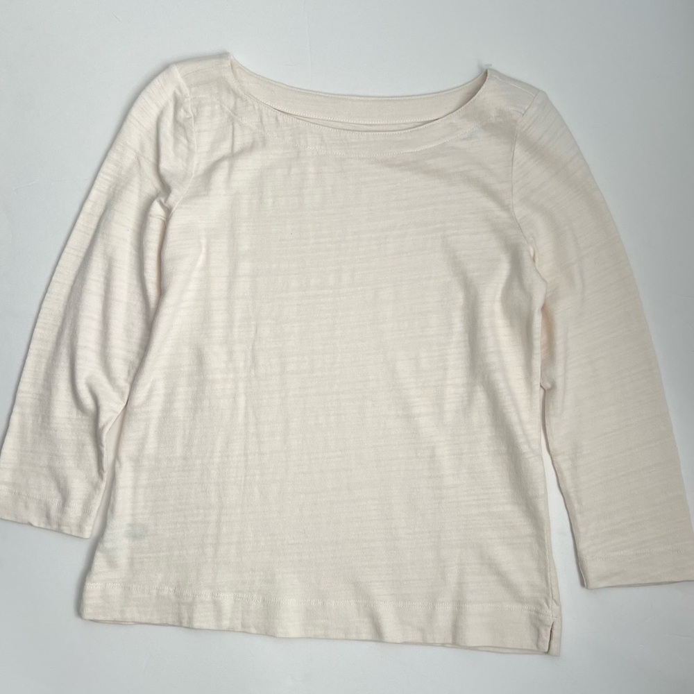 LOFT Soft Cream 7/8 Sleeve Wideneck Tee